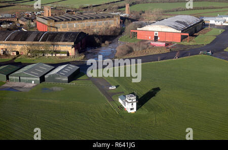 Vue aérienne de l'Aérodrome de Kirkbride près de Wigton, Cumbria, Royaume-Uni Banque D'Images