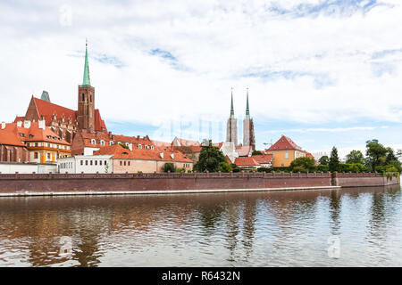 Ostrow Tumski cathédrales en district dans Wroclaw Banque D'Images