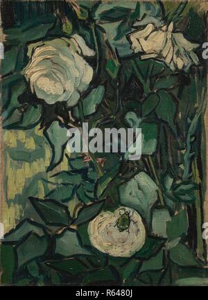 Roses. Date : mai-juin 1889, Aix-en-Provence. Dimensions : 33,5 cm x 24,5 cm, 51,5 cm x 42,4 cm. Musée : Musée Van Gogh, Amsterdam. Auteur : VAN GOGH, Vincent. VINCENT VAN GOGH. Banque D'Images