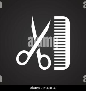 Animal coupe ciseaux et peigne icône sur fond noir pour la conception graphique et web, simple signe vecteur moderne. Concept de l'Internet. Symbole à la mode pour la conception de site web site web application mobile ou bouton. Illustration de Vecteur