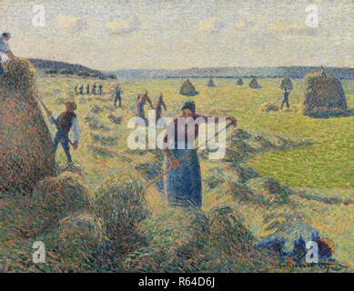 La Fenaison, Cergy. Date : 1887, Cergy. Dimensions : 55 cm x 66 cm, 76 cm x 91 cm. Musée : Musée Van Gogh, Amsterdam. Auteur : PISSARRO, Camille. CAMILLE PISSARRO. Banque D'Images