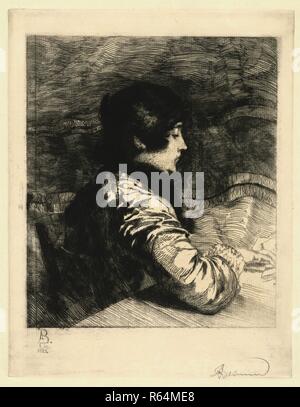 Mevrouw Besnard (Madame Besnard). Dimensions : 32,5 cm x 25,5 cm, 27 cm x 20,8 cm, 21,4 cm x 18,4 cm. Musée : Musée Van Gogh, Amsterdam. Auteur : BESNARD, ALBERT. Albert Besnard. Banque D'Images