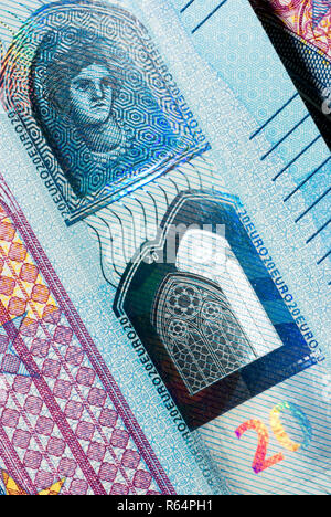 Hologramme sur 20 Euro Note Banque D'Images