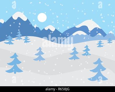 Paysage de montagne Hiver- vector illustration Illustration de Vecteur