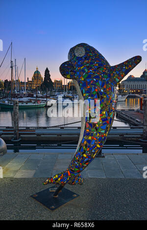 Vue sur le port intérieur au crépuscule, Victoria , British Columbia, Canada Banque D'Images