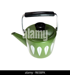 Cathrineholm vert et blanc plateau électrique sur fond blanc Banque D'Images