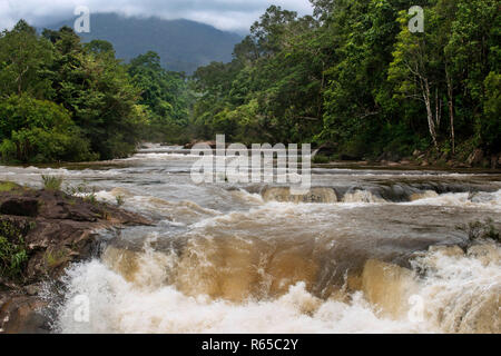 Tad Hang cascade, Tad Lo, le Plateau des Bolavens, province de Champasak, au Laos Banque D'Images