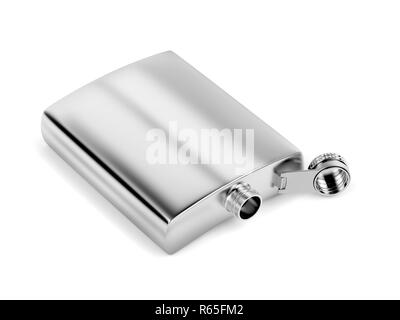 Hip flask on white Banque D'Images