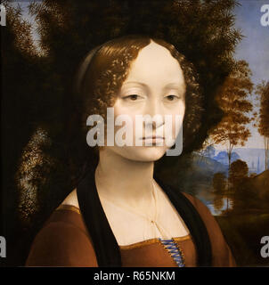 La peinture de Léonard de Vinci - Ginevra de Benci, c 1474-1478 Banque D'Images