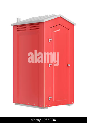 Toilettes mobiles rouge isolated on white Banque D'Images