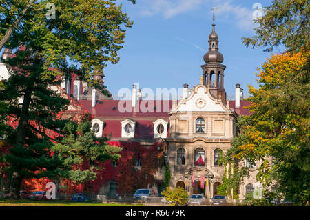 Moszna, Pologne, octobre 2017. Façade du château Moszna Banque D'Images