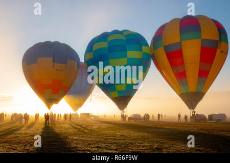 Ballons gonflés au King valley hot air balloon festival à Victoria, en Australie. Banque D'Images