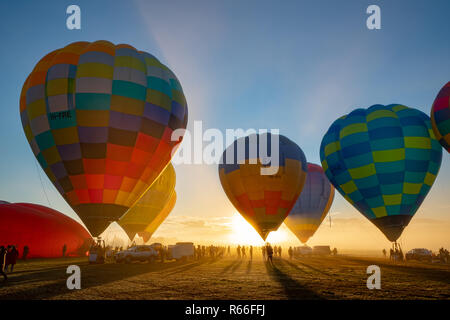 Ballons gonflés au King valley hot air balloon festival à Victoria, en Australie. Banque D'Images