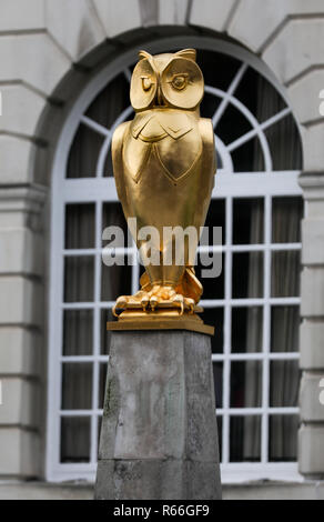 La chouette, symbole de Leeds or peint Banque D'Images