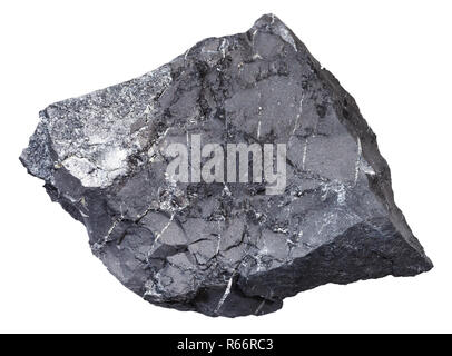 Shungite en pierre de schiste isolated on white Banque D'Images