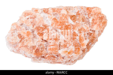 Pierre pegmatite rose isolated on white Banque D'Images