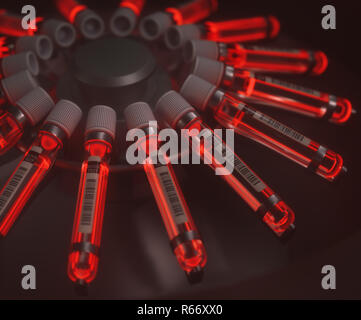 Analyse chimique du sang rouge vif Banque D'Images