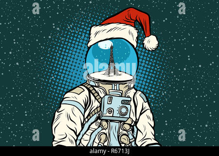 L'astronaute de Noël avec des rêves de Paris Banque D'Images