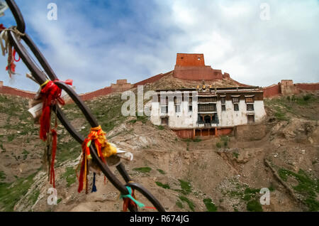 Vue sur le monastère de Gyantse Banque D'Images