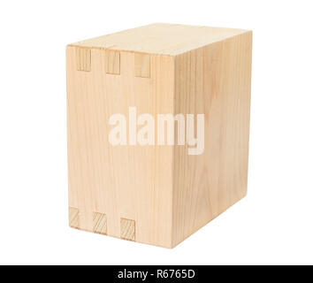 Boîte en bois on white Banque D'Images