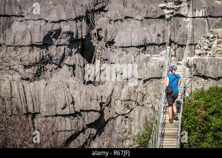 Tourisme Le célèbre pont suspendu de l'Ankarana Banque D'Images