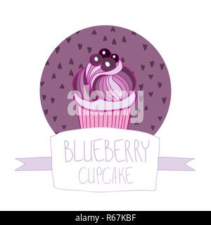 Belle belle yummy cupcake blueberry illustration vectorielle. Illustration de Vecteur