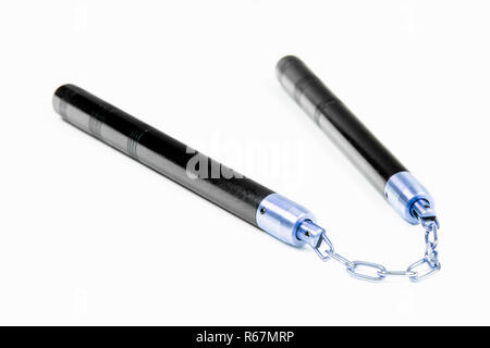 Nunchaku noir isolé Banque D'Images