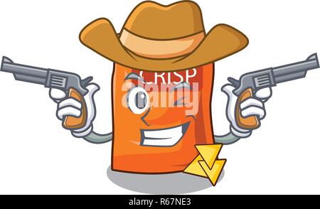 Snack-Cowboy bâtonnets chisp sur cartoon vector illustration Illustration de Vecteur