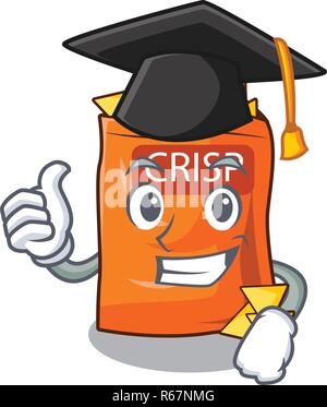 L'obtention du diplôme d'affaires croustillant de croustilles de pommes de terre dans un bol cartoon vector illustrtion Illustration de Vecteur