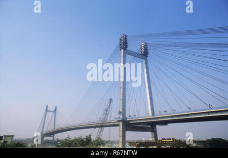 Vidyasagar Setu (Nouveau Howrah Bridge), Calcutta, West Bengal, India Banque D'Images