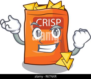 Croustilles de pommes de terre croustillante réussie dans un bol cartoon vector illustrtion Illustration de Vecteur