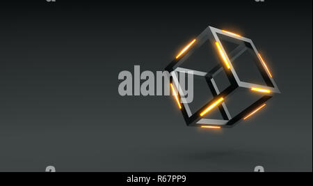 Bloc lumineux sur fond sombre - 3D Rendering Banque D'Images