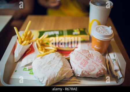 Barcelone, Espagne - 22 août 2018 : combo set, mcdonalds. Banque D'Images