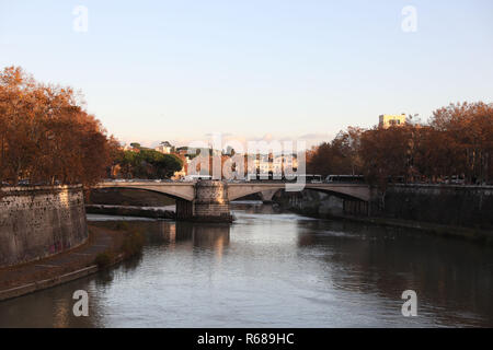 Rome. 9Th Jul 2018. Photo prise le 4 décembre 2018 montre une scène à l'automne feuillage le long du Tibre à Rome, Italie. Credit : Cheng Tingting/Xinhua/Alamy Live News Banque D'Images