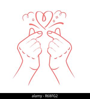 Coeur coréen hand gesture symbole. Symbole du coeur et l'amour. Corée du doigt le coeur. Illustration de Vecteur