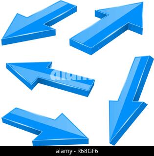 Flèches bleues. Brillant icônes 3D tout droit Illustration de Vecteur