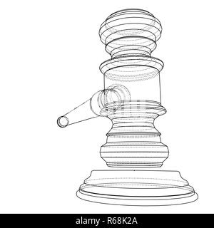 Contour 3D gavel. Le rendu 3D de vecteur Illustration de Vecteur