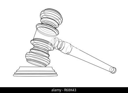 Contour 3D gavel. Le rendu 3D de vecteur Illustration de Vecteur