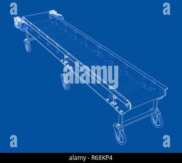 Contour 3D convoyeur à bande. Le rendu 3D de vecteur Illustration de Vecteur