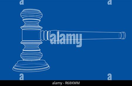Contour 3D gavel. Le rendu 3D de vecteur Illustration de Vecteur
