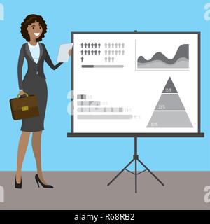 Business Woman presenting, cartoon illustration vectorielle stock. Illustration de Vecteur