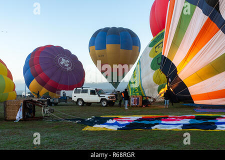 Ballons gonflés au King valley hot air balloon festival à Victoria, en Australie. Banque D'Images