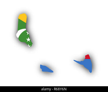 La carte et le drapeau des Comores Banque D'Images