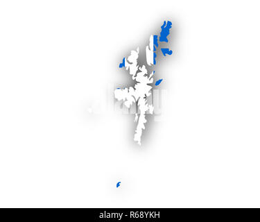 La carte et le drapeau des îles Shetland Banque D'Images