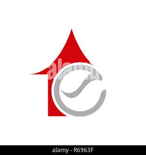 Flèche vers le haut de la feuille et l'icône de la nature Logo, Logo de la flèche avec des feuilles Illustration de Vecteur