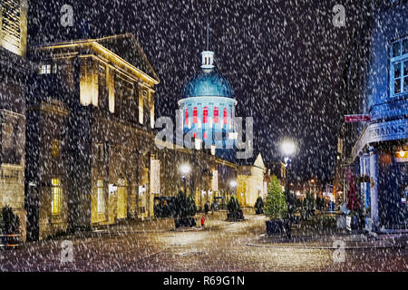 Montréal, Canada, 3 décembre 2018. Marché Bonsecours la nuit.Credit:Mario Beauregard/Alamy Live News Banque D'Images