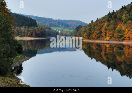 L'automne à la Aggertalsperre Genkeltal Banque D'Images