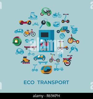 Vecteur numérique eco green transport technologie icons set infographie Illustration de Vecteur