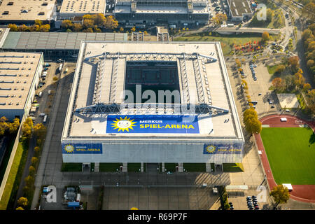 Vue aérienne, stade de football Spiel-Arena Merkur, Stockum, Düsseldorf, Bas-rhin, Rhénanie du Nord-Westphalie, Allemagne Banque D'Images