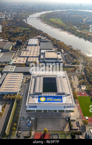 Vue aérienne, stade de football Spiel-Arena Merkur, Stockum, Düsseldorf, Bas-rhin, Rhénanie du Nord-Westphalie, Allemagne Banque D'Images